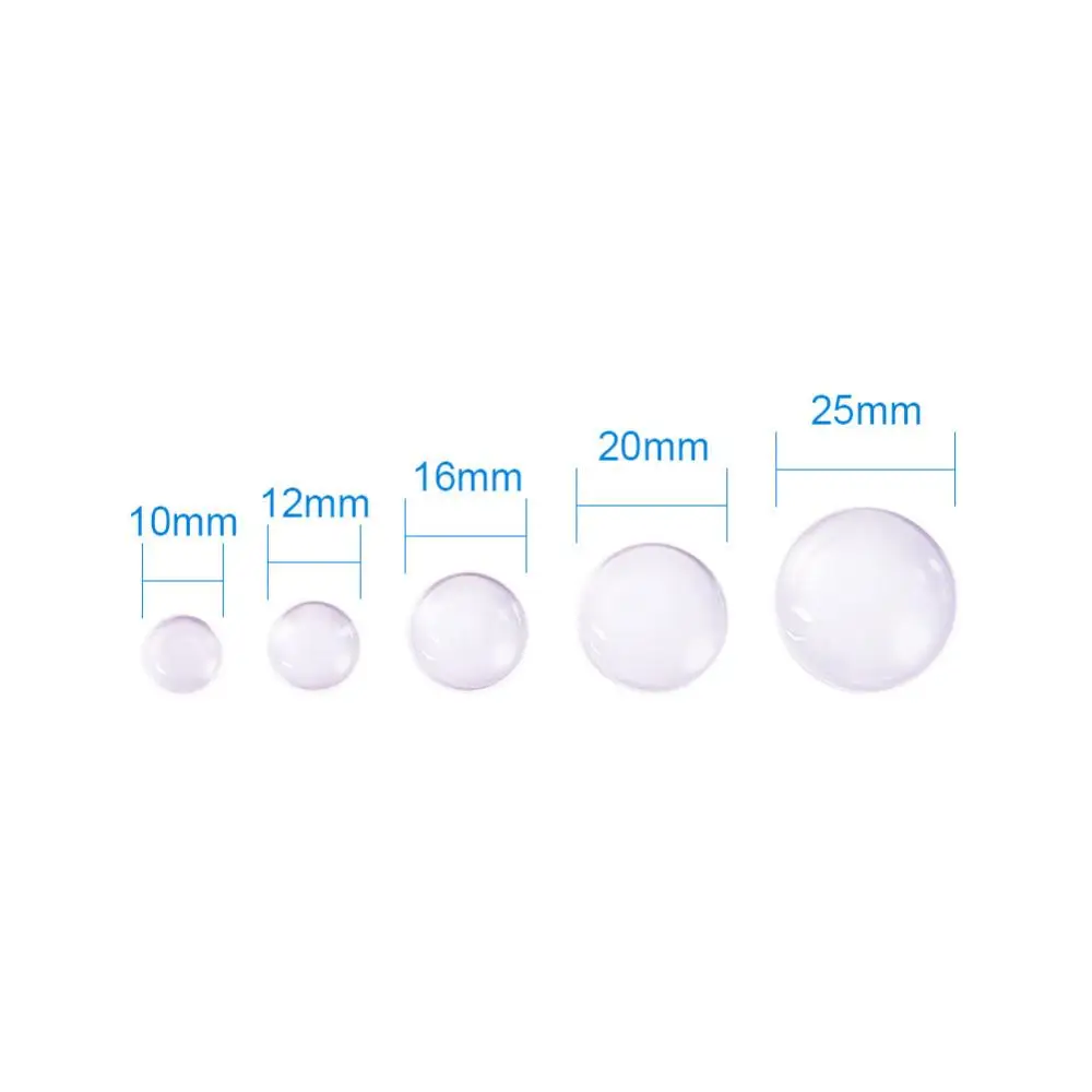 50pcs Crystal Clear Round Cabochon Flat Back Glass Dome Tile Jewellery Making,25mm, 20mm, 16mm, 12mm, 10mm