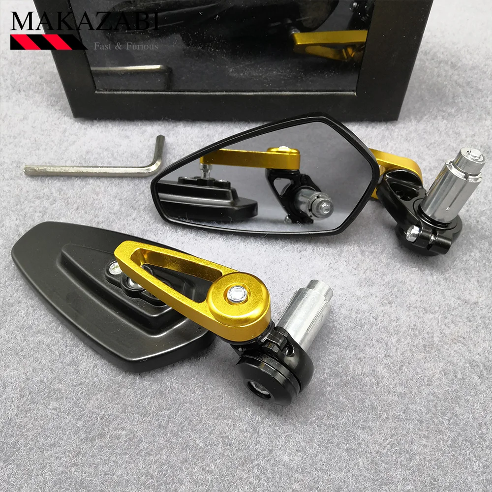 Motocicleta de Alumínio Câmera de Visão 1 Par Espelho da 7 e 8 22mm Motorbike Bicicleta Guiador Bar End Side Espelho Retrovisor Universal Traseira Espelhos 13 22mm barra espelho final moto retroviseira moto 012