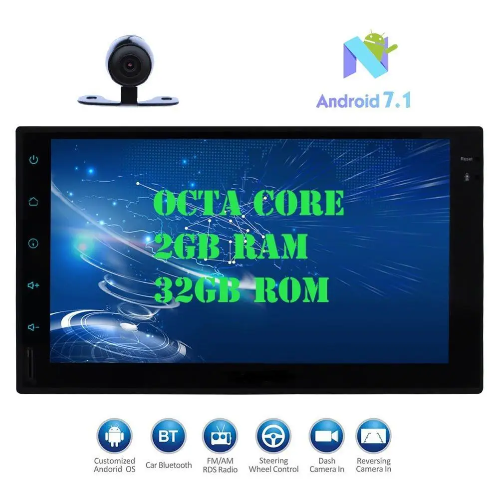 

Android 7.1 Car Pad Tablet PC Radio Stereo Octa-core 2GB+32GB Autoradio 2Din Auto GPS In Dash 7" Multimedia Player+Backup Camera