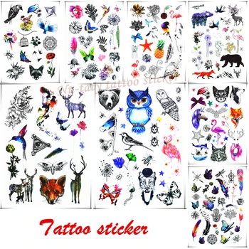 

Nu-TATY Owl, bear, flamingo, elephant, fox, combination, Halloween party tattoo sticker, female male fashion tattoo sticker
