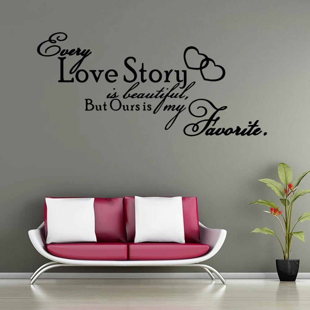 Bedroom Vinyl Wall Decals Every Love Story is Beautiful QUOTE Wall Stickers Bedroom Decor