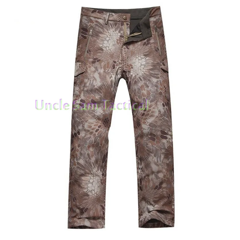 TAD Mens Military Shark Skin Outdoor Pants Soft Shell Waterproof Fleece Trousers