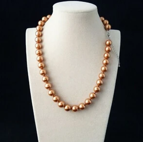 

FREE SHIPPING>>>@@ AS3417 natural AAA+ 10mm golden Champagne fashion south sea shell pearl necklace 5pc