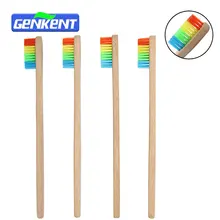 4 шт. деревянный Радужный бамбуковый язык зубная Щетка скребок деревянная ручка уход за полостью рта