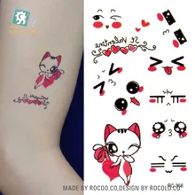 Rocooart RC368 słodki kociak emocje wodoodporna tymczasowa naklejka tatuaż Valentine Style fałszywy tatuaż tatuaże do ciała Taty tatuje dla kobiet tanie tanio RC-368 Zmywalny tatuaż 10 5x6 CM Non-Toxic
