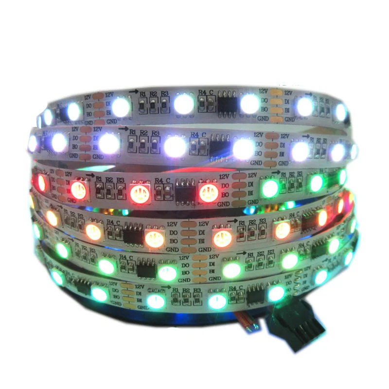 WS2818 SMD5050 цветных(RGB) светодиодных лент светильник 5 м 30/60 светодиодов/M DC12V адресуемых цифровой Диодная лента гибкие полоски Водонепроницаемый Ambi светильник