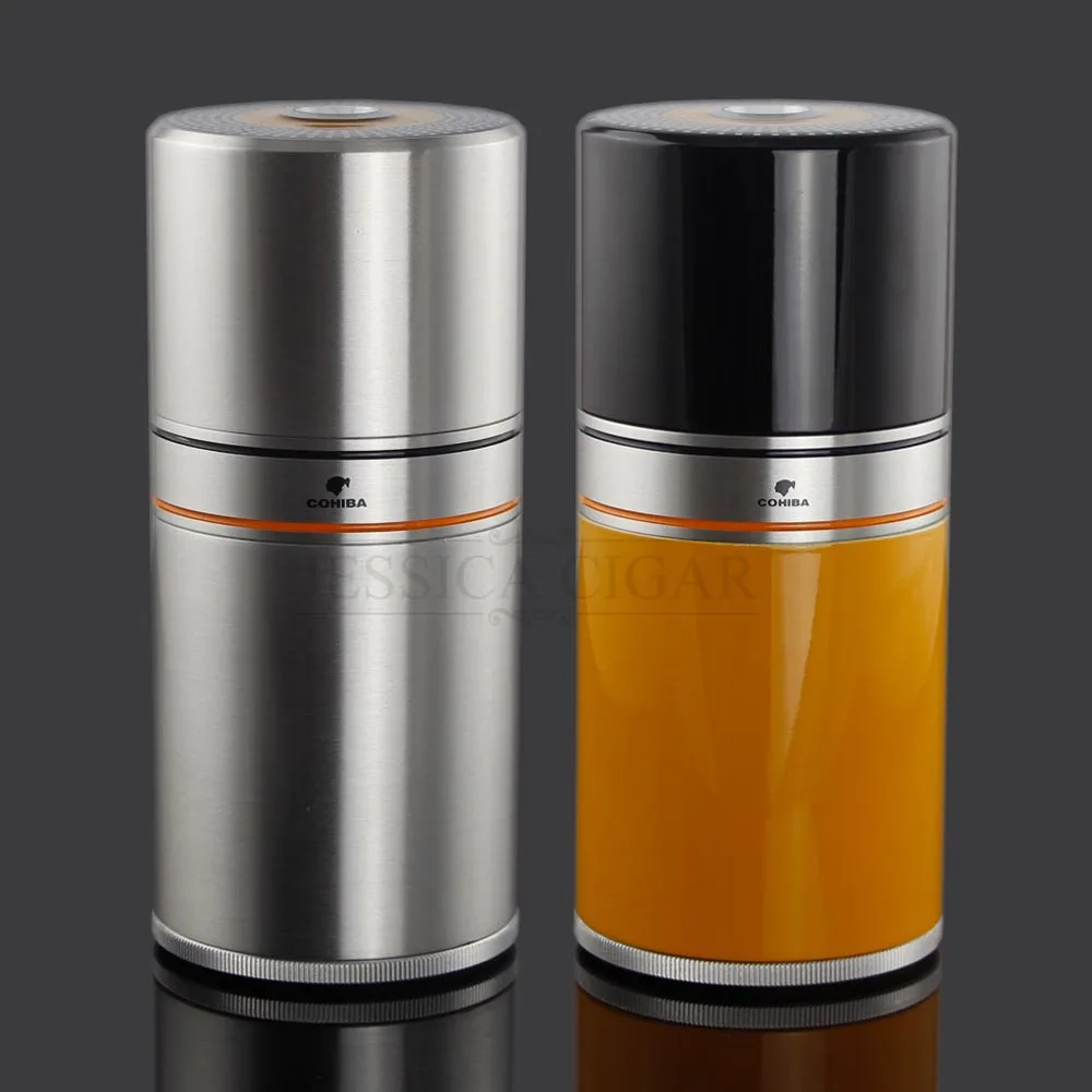 Metal Jar Cigar Tube Travel Portable Cigar Humidor 7 Tubes Cigars Case