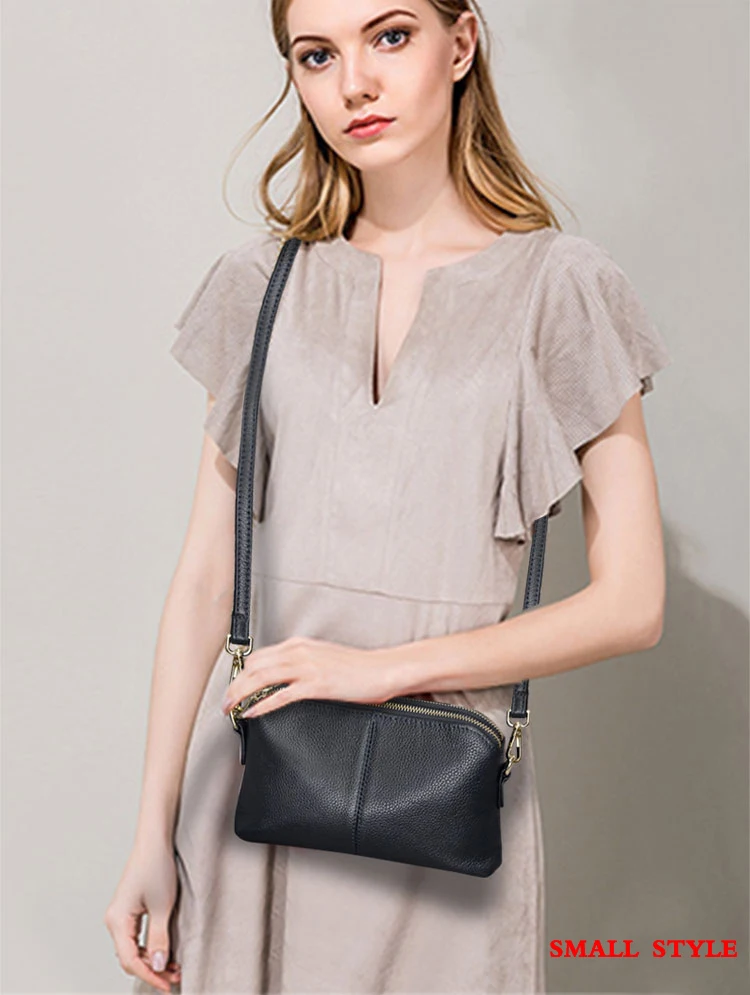 

100% Genuine Leather Clutch Bag High Quality Handbag with Dual zipper Multi-pocket Fashion Trend Women Leisure Messenger Bag