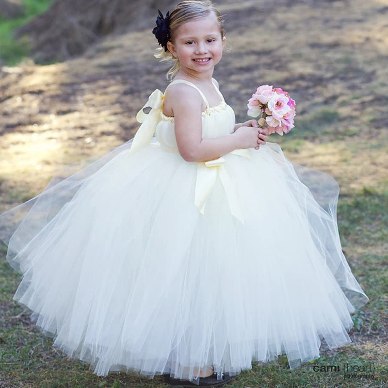 

YackalasIi Tutu Dress Baby Girls Kids Ball Strap 2018 Summer white 3D Flower Tutu Handmade Princes Fluffy Mesh Soft Tulle Gown