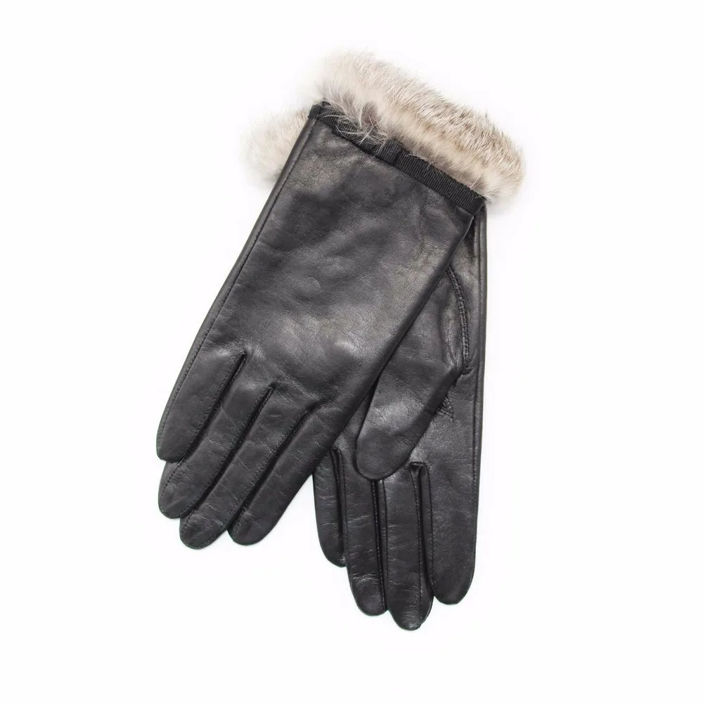 Осень зима кожаные перчатки новые женские перчатки мех плюс бархат толстые теплые короткие козья кожа перчатки кожа