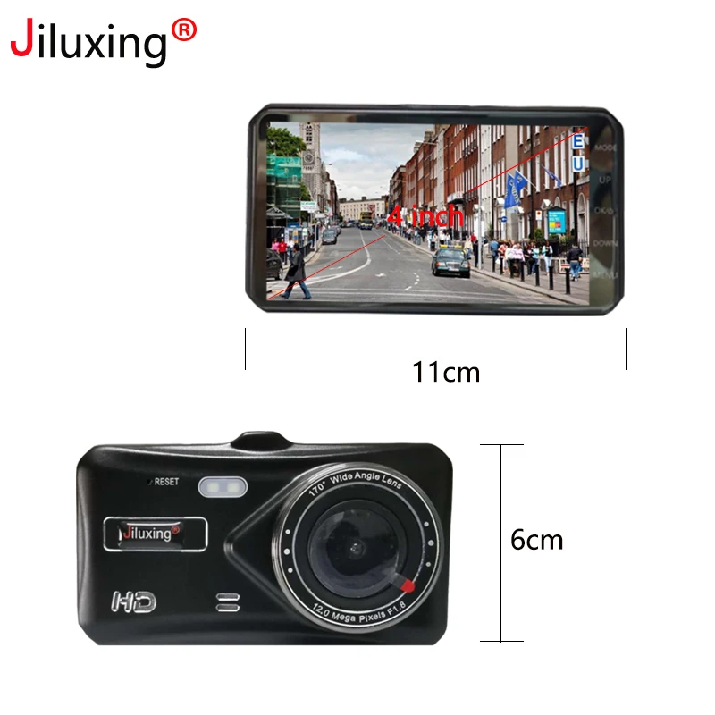 Jiluxing X20S 1080P 4 дюймовый сенсорный Автомобильный видеорегистратор с двумя