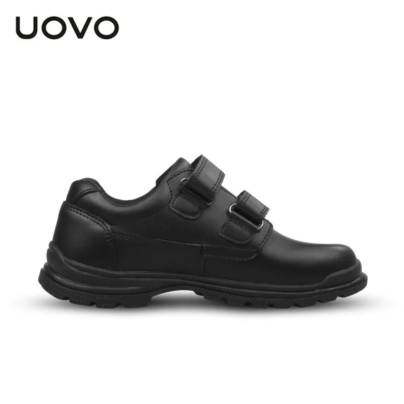 UOVO новая детская обувь из натуральной кожи(яловичный спилок) Водонепроницаемая черная кожаная обувь для школьной униформы повседневная обувь