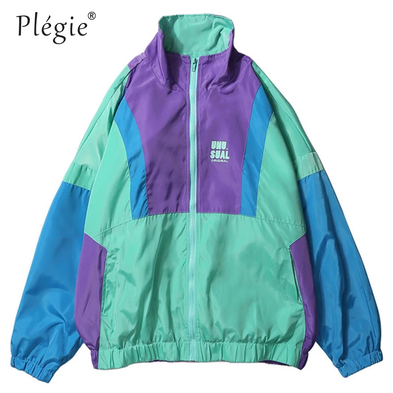 Plegie الخريف الهيب هوب سترة واقية سترة المتضخم رجل المتناثرة اللون كتلة سترة معطف خمر البريدي المسار سترة الشارع الشهير