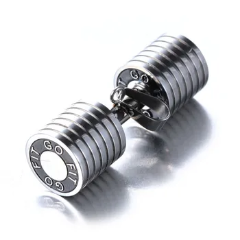 

Men Stainless Steel GO FIT Dumbbell Pendant Necklace Gym Sporty Fitness Titanium Steel Barbell Pendant Necklace Fathers Day Gift