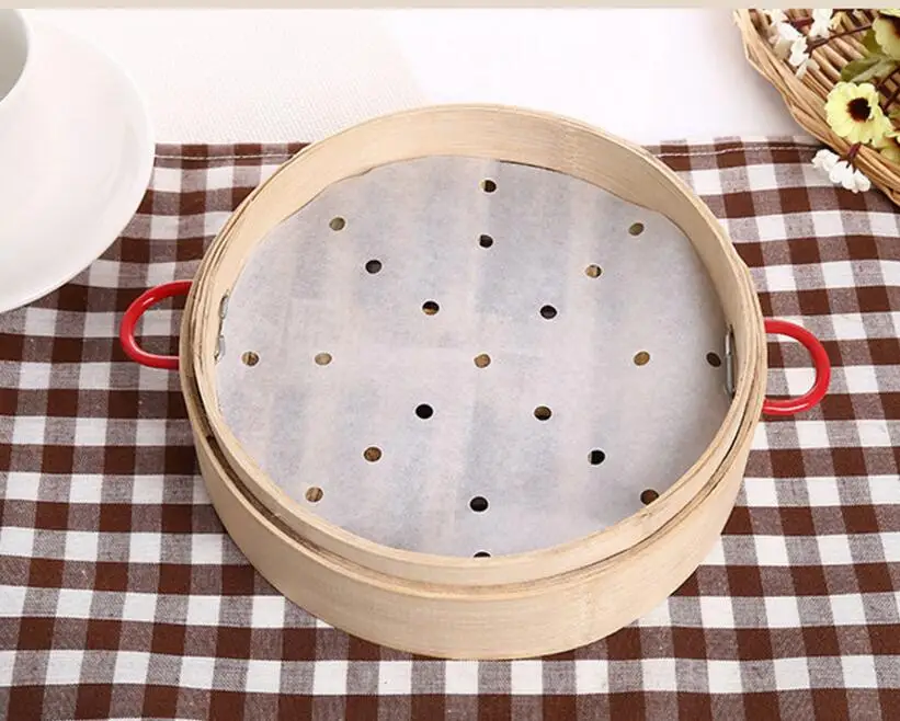 Wholesale Price 50pcs 10 inches Cooking Paper Bamboo Steamer Dim Sum Paper Non Stick Restaurant