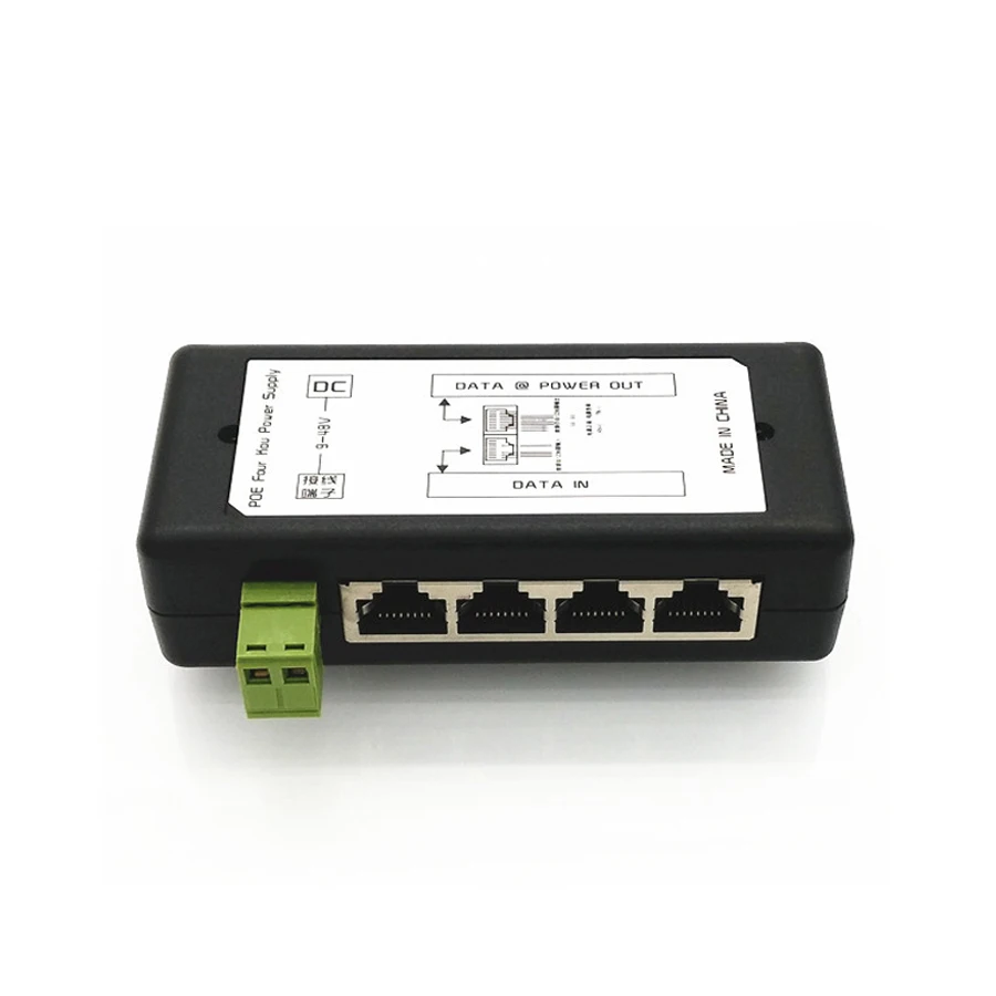 4 порта PoE инжектор 4CH PoE адаптер питания ethernet блок питания Pin 4,5(+)/7,8(-) Входной DC12V-DC48V для ip-камеры