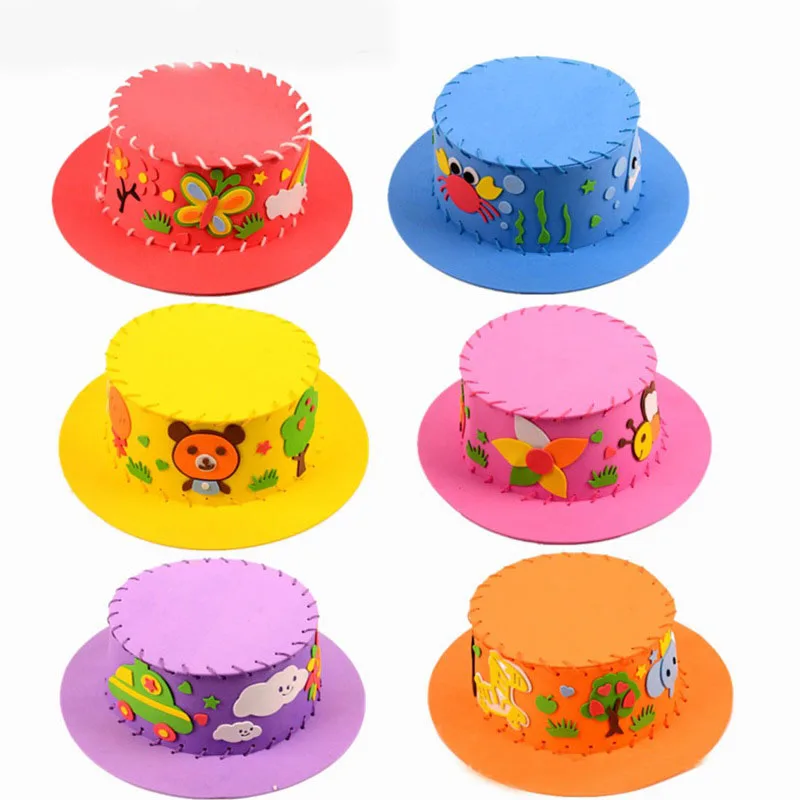 

EVA kid Puzzle Handmade Cut Hat Children's Day DIY Material Package Creative Paste Handmade Individuality Hats kids Gift Patry