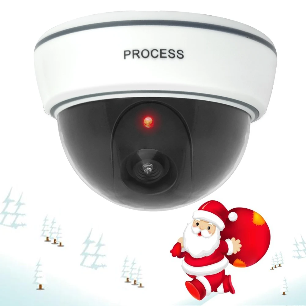 

For Christmas Dummy Camera Fake Dome CCTV Camera Indoor Outdoor Red LED Flashing Light AA Batteries for Home Security