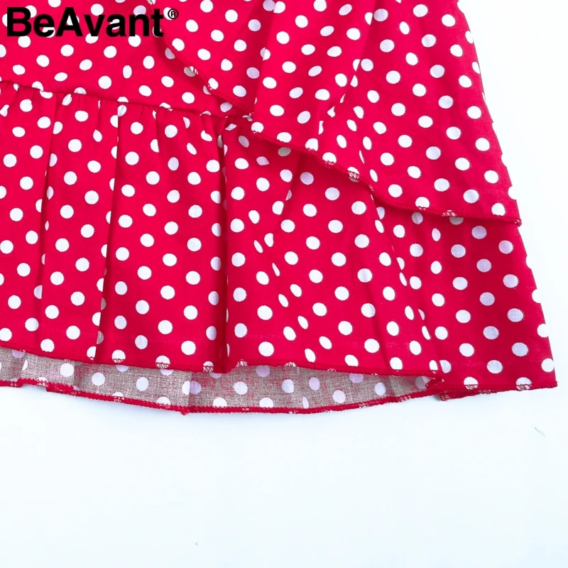 BeAvant Повседневная клетчатая Женская юбка в горошек с цветочным принтом, мини-юбка с оборками, Женская сексуальная пляжная короткая юбка с высокой талией, лето