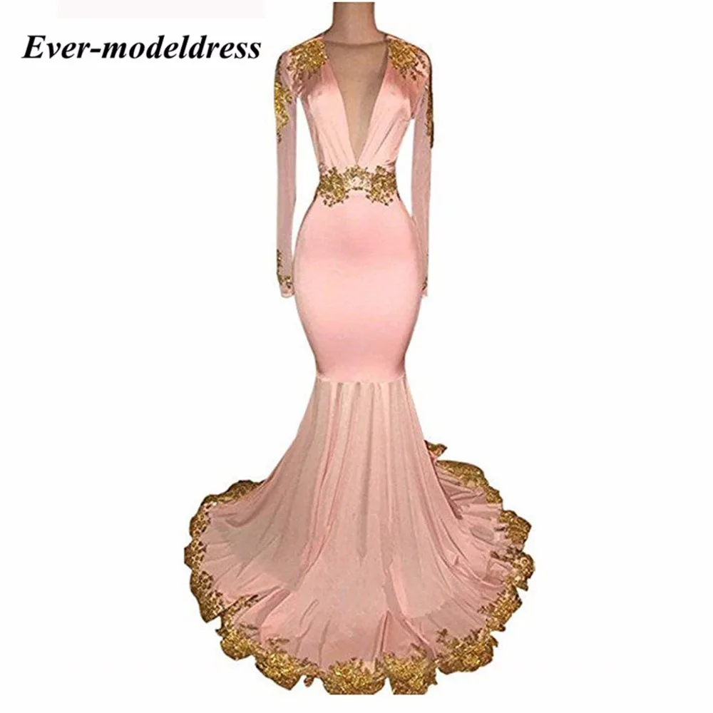 

Ever-modeldress Hot Bridesmaid Dresses V-Neck Appliques Mermaid Long Wedding Guest Prom Party Gowns