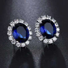 Европейские и американские AAA Голубой овал большой CZ серьги атмосферное Дикий ювелирные изделия