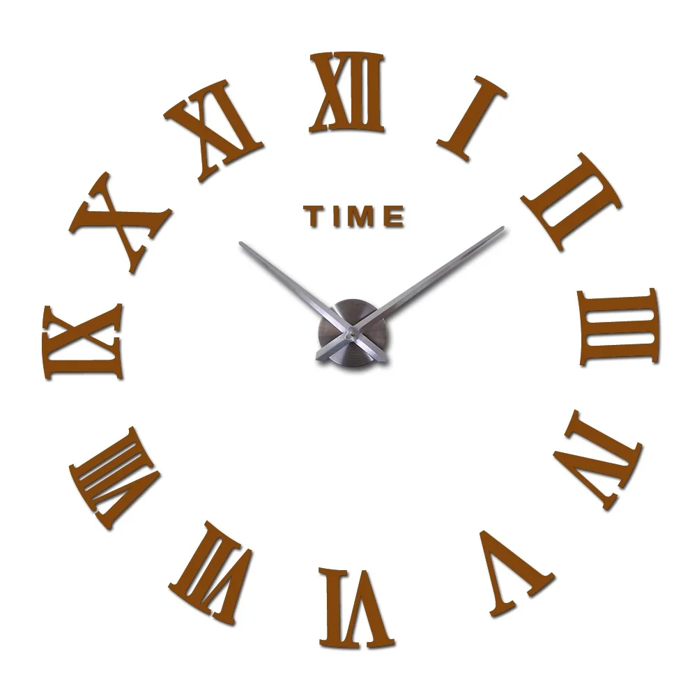 Новые большие римские настенные часы акриловые зеркальные diy часы украшения дома наклейки для стены в гостиной современный дизайн - Цвет: Шоколад