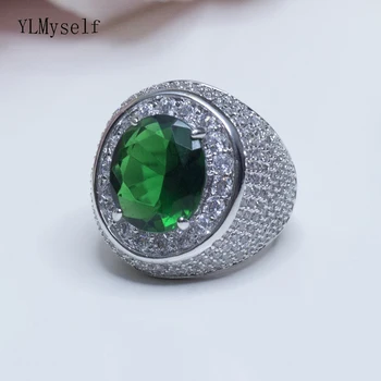 Luxury Big Ring With Champagne And Green Oval Cut Cubic Zirconia Crystal Bague Femme Colorful Jewelry Party Rings