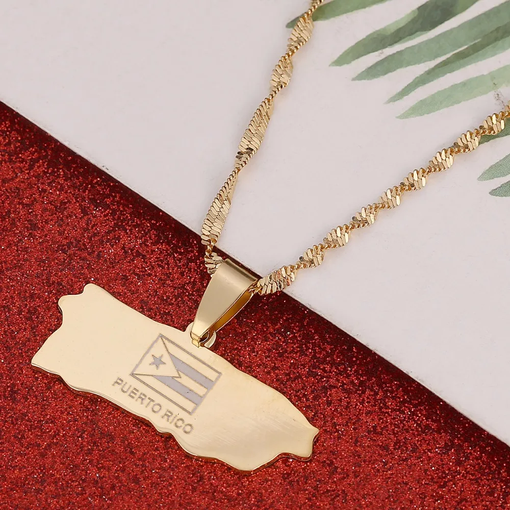 

Puerto Rico Map Pendant Necklaces For Women Girl Puerto Ricans Map Jewelry Itmes