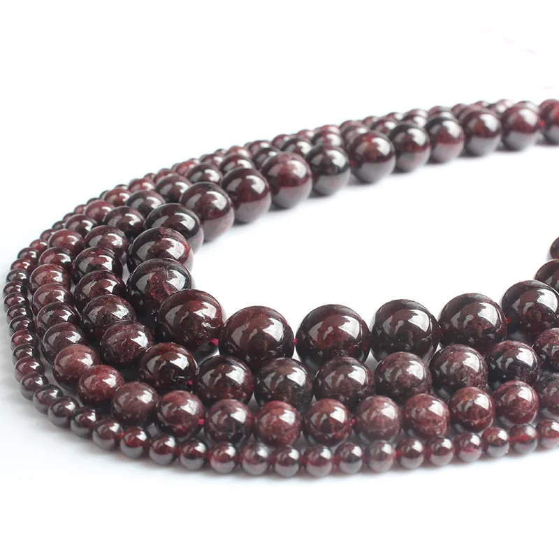 LanLi модные натуральные ювелирные изделия темно-красный гранат камни свободные бусины 4 6 8 10 12 мм подходит для DIY браслет ожерелье аксессуары