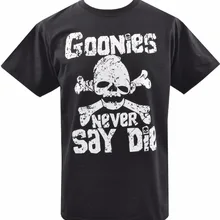 Мужская черная футболка Goonies Never Say Die 80 S американские Приключения культовый фильм S 3Xl хлопковая футболка с короткими рукавами