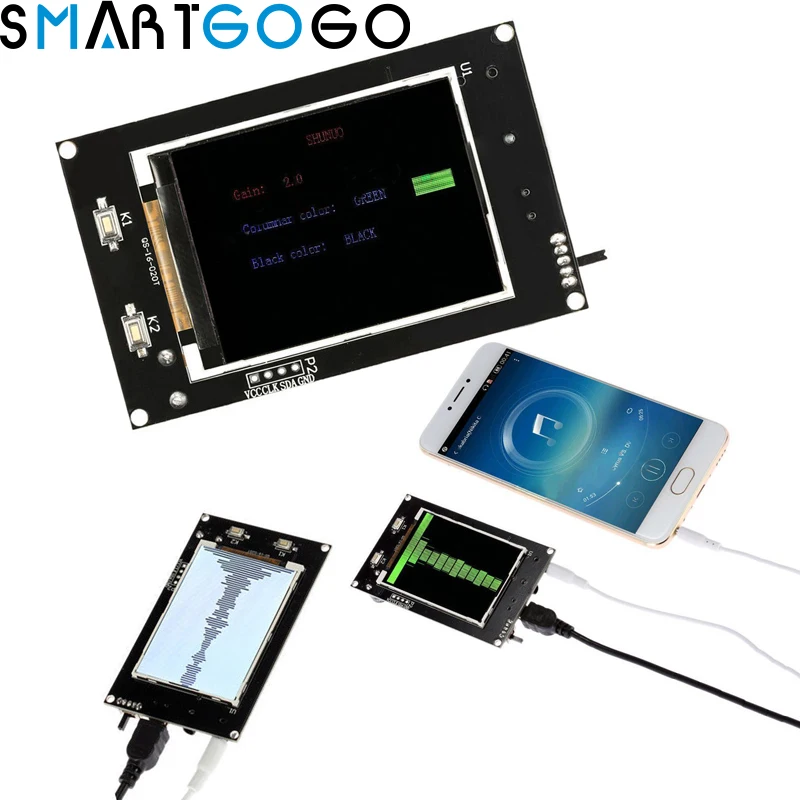 

2.4" LCD Music Spectrum Display Analyzer MP3 PC Black diy amplifier kit Audio module Level Indicator