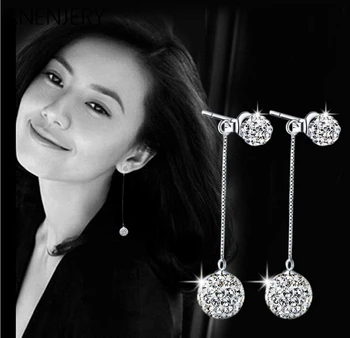 

New Arrival!! Silver Color Earrings Full Crystal Ball Long Tassel Stud Earrings brincos For Women S-E01