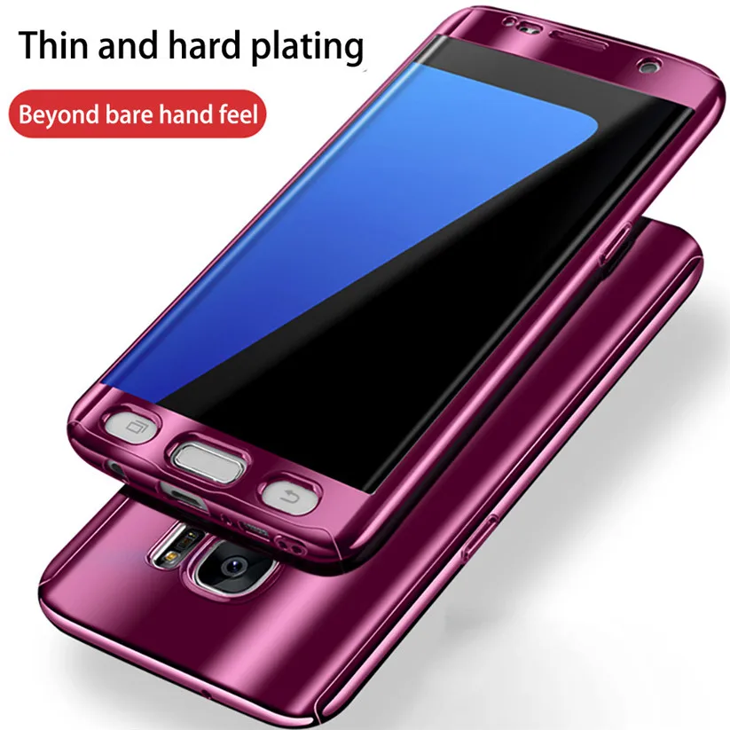 CARPRIE Mobile Phone Cases Slim Full Body Hybrid Hard Case Cover + 9H Tempered Glass For Sam