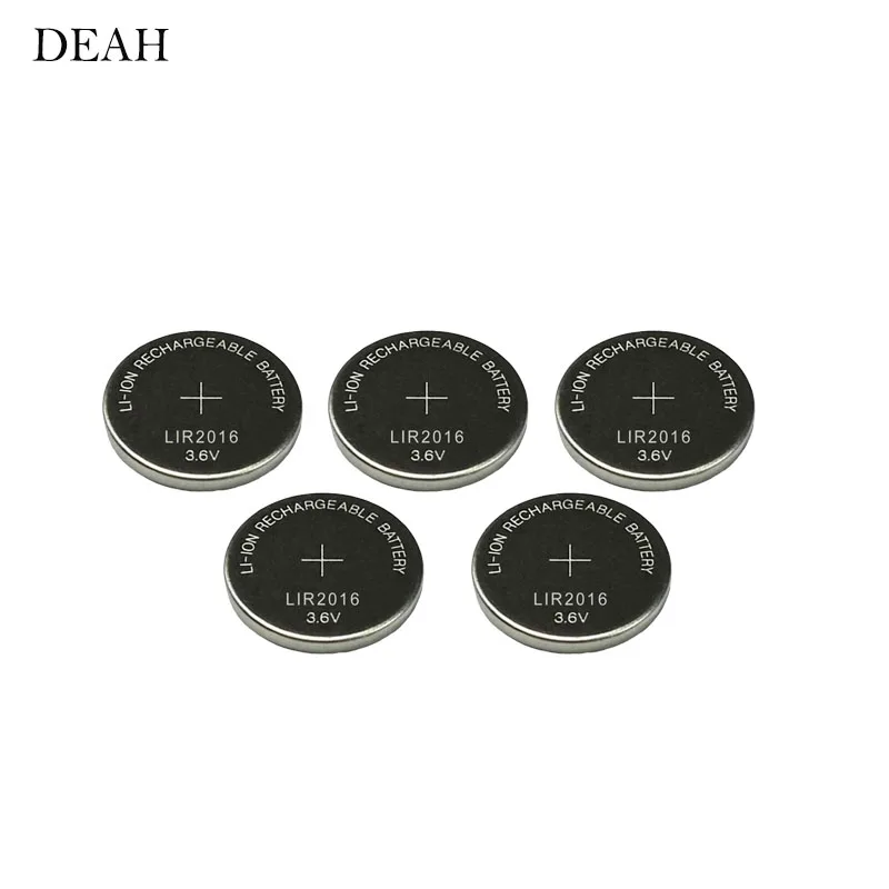 

5PCS 3.6V LIR2016 LIR 2016 lithium rechargeable battery for remote control watch computer motherboard button cell CR2016
