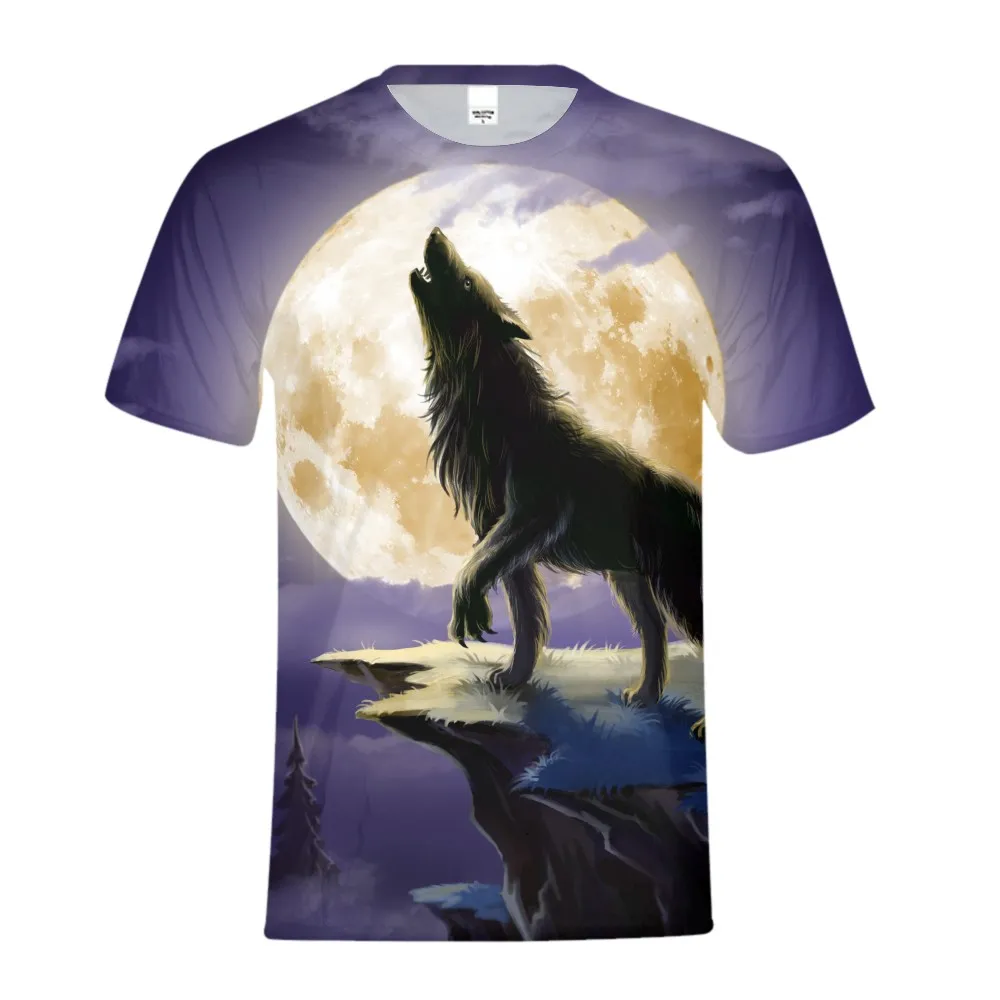 

Wolf Moonlight T-shirt Boys Girls Animal Print Funny Tshirt Modis Short Sleeve Summer Top Tees Kids Clothes camiseta