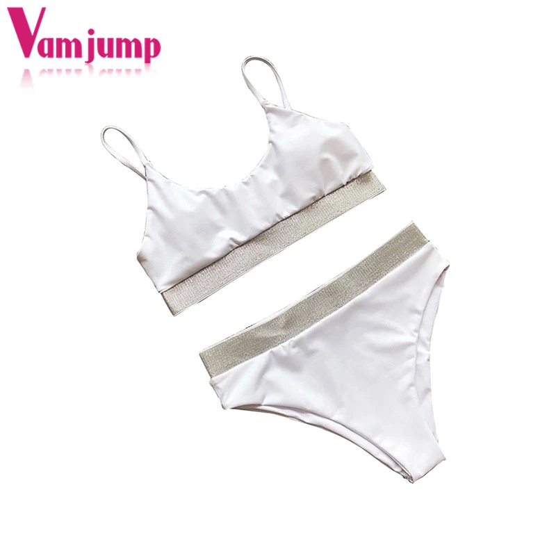 VamJump Холтер Двойка блесток бикини ванный комплект Push Up колодки Для женщин 2018 APSW6715