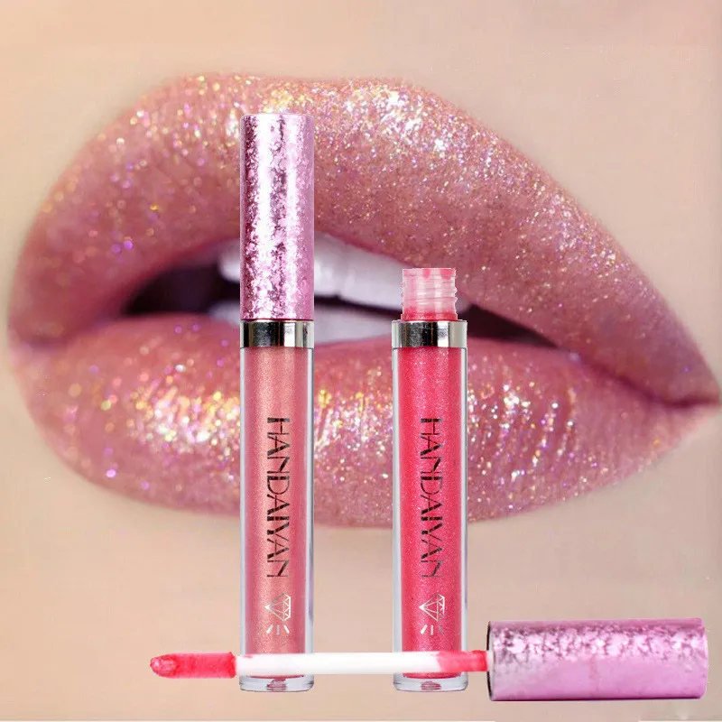 

6 Color Diamond Liquid Lipstick Waterproof Lipsticks Cosmetics Long Lasting Moisturizer Shimming Glitter Lip Gloss Makeup
