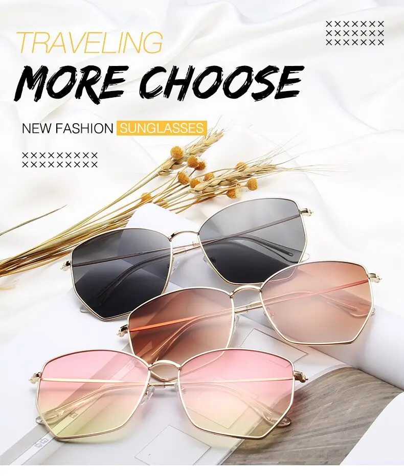 Women Cat Eye Sunglasses Cute Sexy Brand Designer Summer Retro Oversized Frame Black Yellow Cateye Sun Glasses Female