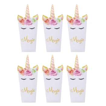

24Pcs Decorative Popcorn Container Popcorn Boxes Paper Rainbow Unicorn Cardboard Candy Boxes for Baby Shower Birthday Party