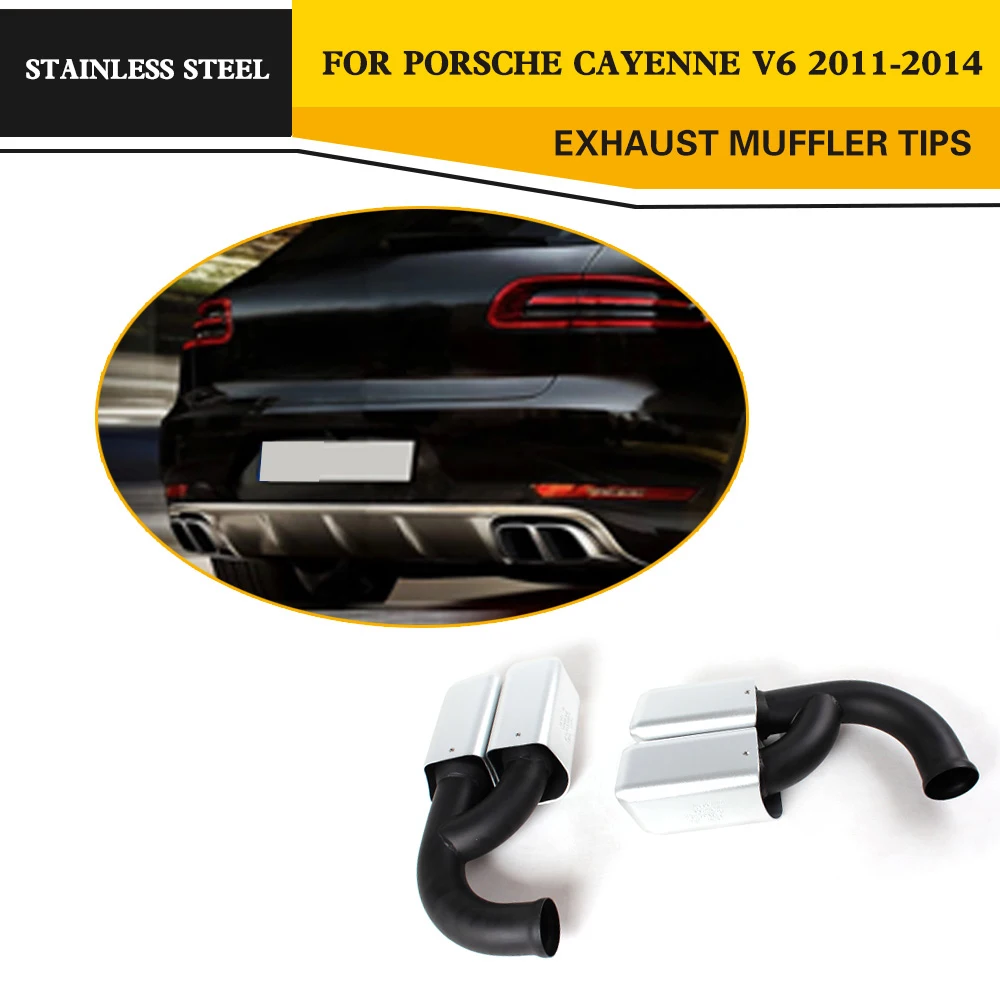 Stainless Steel Auto Car Exhaust Tips End Muffler for Porsche Cayenne V6 V8 2011-2014 2PCS Square circle Black White Stainless Steel Auto Car Exhaust Tips End Muffler for Porsche Cayenne V6 V8 2011-2014 2PCS Square circle Black White