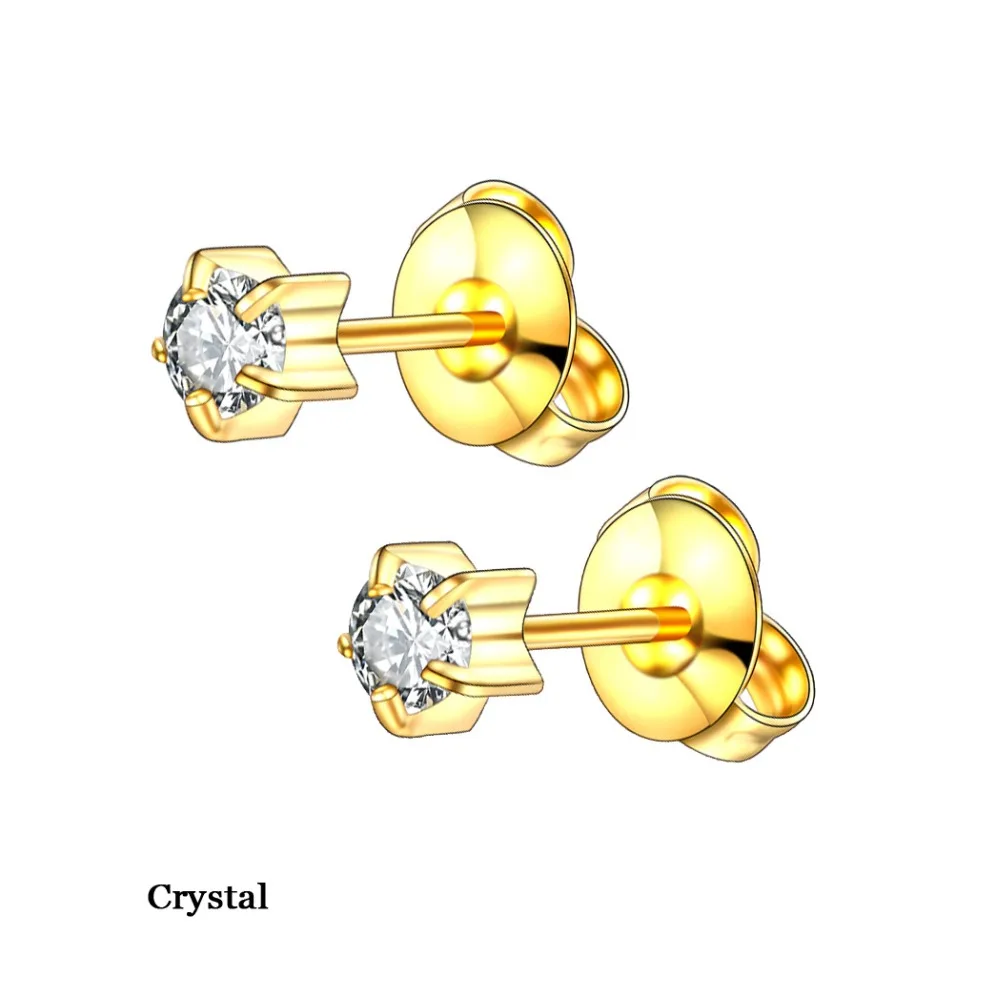 Imixlot 24K позолота 20 г 4 мм свой камень цирконий серьги для пирсинга пистолет серьги StudsTragus хряща пирсинг ювелирные изделия 1 пара