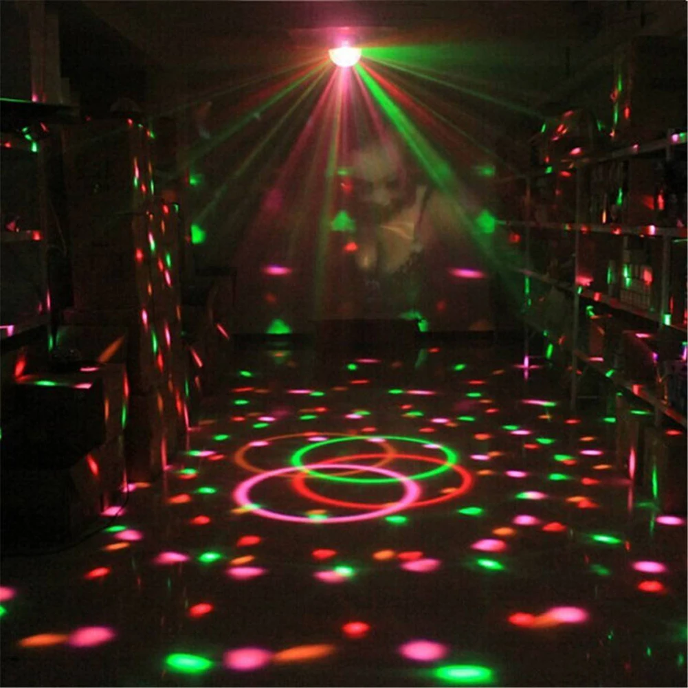 عالية الجودة 7 ألوان ديسكو غسل ضوء 3 W الصوت المنشط جهاز عرض ليزر RGB تدوير المرحلة الإضاءة تأثير ضوء المصباح دروبشيب