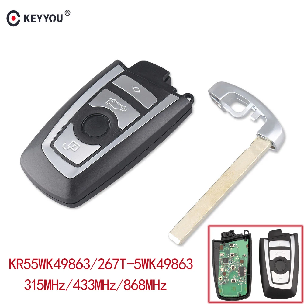 Keyyou para Bmw Série 2010 2011 2020 f Cas4 Sistema Fob 315 - 433 868mhz Chave Inteligente Keyless Remota 7 3 5 2009 10 2009 2010 2011 2012 2013 2014 2015