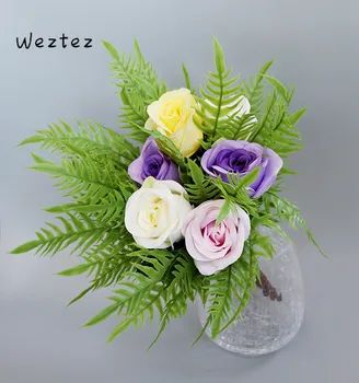 

Bride Hands Bouquet Wedding Bouquet Bridesmaid Rose Eucalyptus Leaves Bouquets Artificial Silk Flower Marriage Accessories PH4