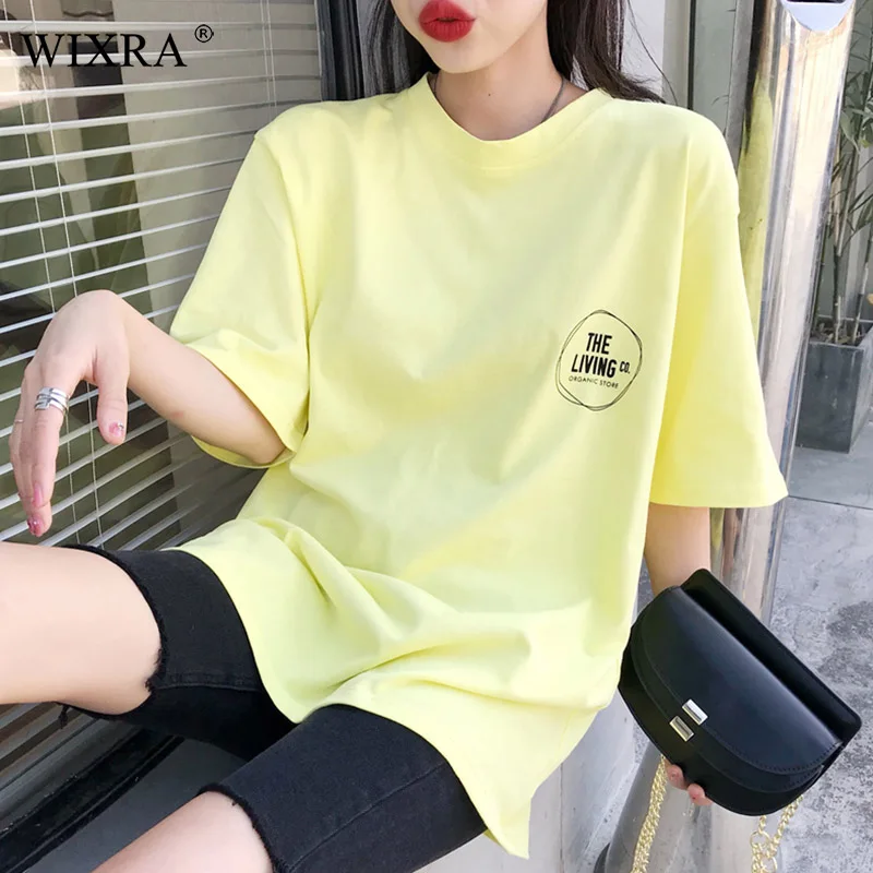 

Wixra Women Stylish Letter Print Tee Soft Loose O-Neck T-Shirts Ladies Casual Womens Clothing 2019 Summer Hot