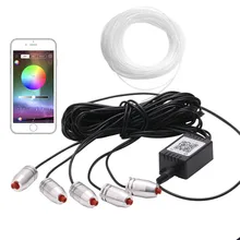 6 светодиодный М RGB LED интерьер автомобиля свет многоцветный EL неоновая подсветка для салона автомобиля звук активный Bluetooth телефон управление атмосфера 12 В