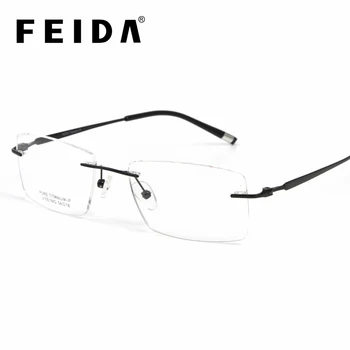 

FEIDA Computer Rimless Pure Titanium Glasses Frame Men Woman Memory Eyeglass Frames Square Shape Prescription Eyewear