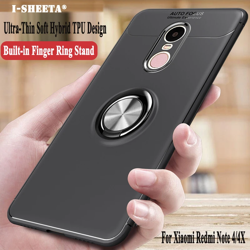 Hybrid For Xiaomi Redmi Note 7 4X 4 Golbal Version 360 Magnetic Metal Ring Built in Stand Case Ultra Thin Matte Soft TPU Coque |