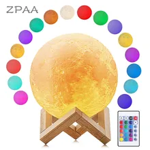 Luna Moon Lamp Earth Lamp Night Light 3D Printed Moonlight Lamp LED Dimmable Touch Rechargeable Bedside Table Desk Lamp Dropship