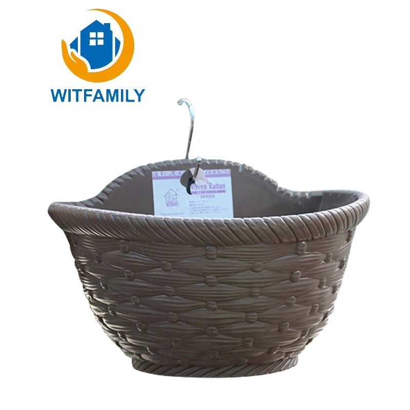 Wall Mounted Green Plant Plastic Flower Pot Balcony Outdoor Living Room Creative Wall Half